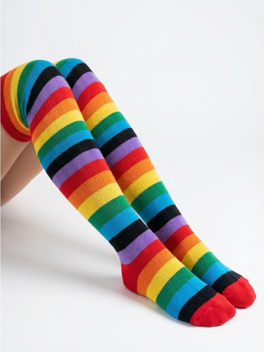 Rainbow Stripe Knee-High Socks - Multicolor